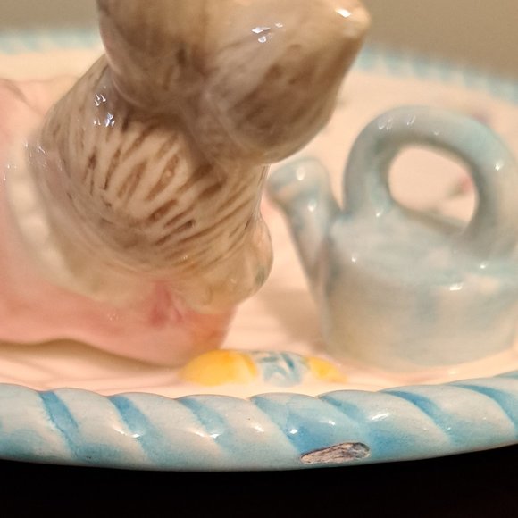 1994 OMNIBUS BY FITZ AND FLOYD GIRL RABBIT ROUND EASTER PORCELAIN PLATE TRAY - Picture 4 of 5